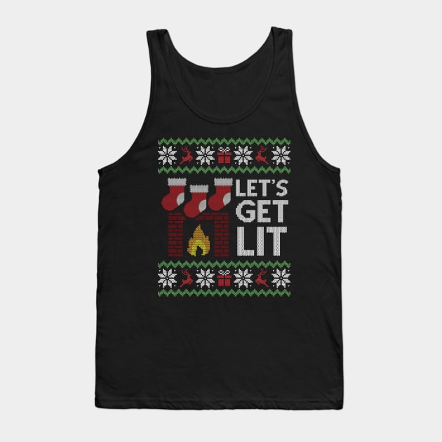 Ugly Christmas Sweater Lets Get Lit Tank Top by HolidayoftheWeek